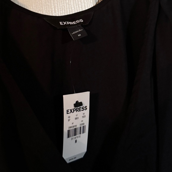 Express Black Medium Blouse Dressy Wrap Opening Tank Top - Picture 4 of 5